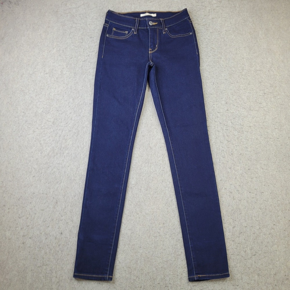 Levi's 711 Jeans Womens 25 Skinny Mid-Rise Dark Wash Blue Denim Stretch Casual